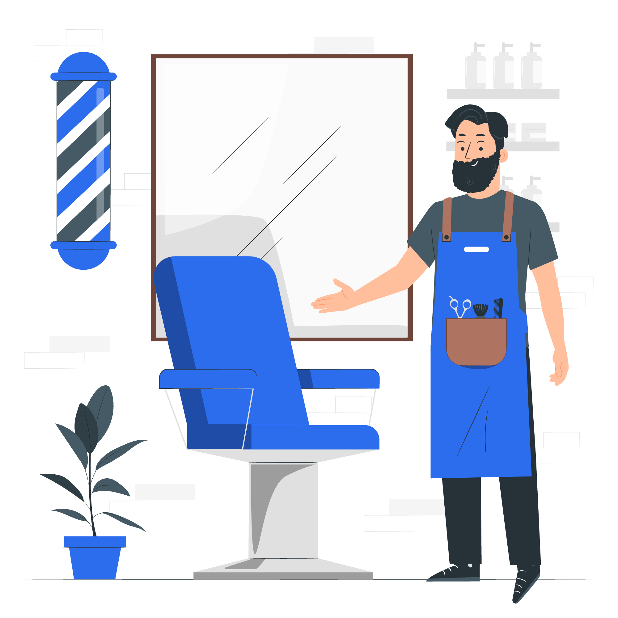 Barbershop waiting room illustration